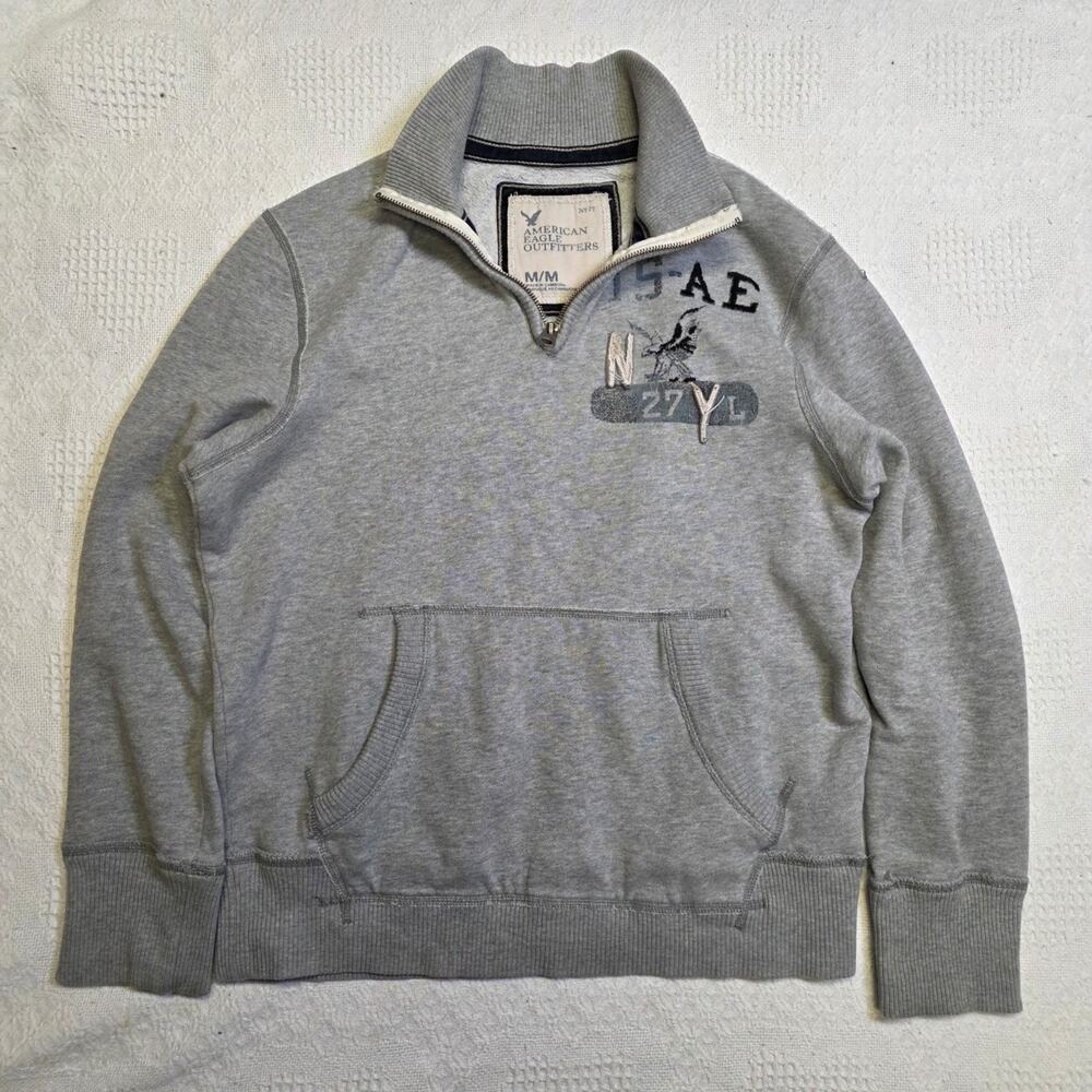 American Eagle Outfitters Y2k Graphic Fleece 1/4 Zip Sweatshirt Men's M